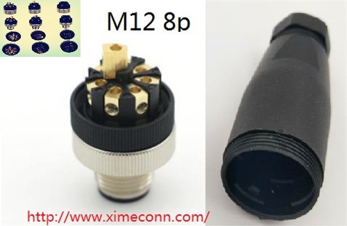 M12 screw assembly connector for A code 8pin