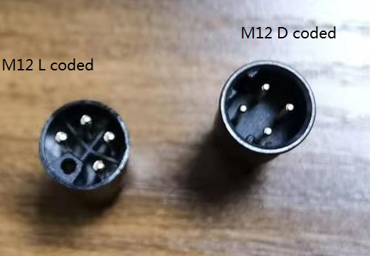 M12 L coded D coded connector panel mounting connector