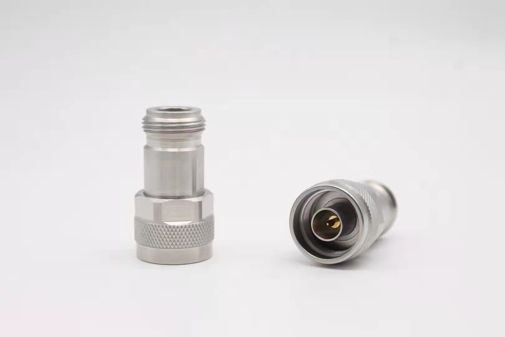 Precision stainless steel coaxial connector with n-shaped revolution nut