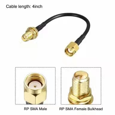 RP SMA MALE TO RP SMA FEMALE BULKHEAD CABLE LENGTH 4INCH CONNECTOR