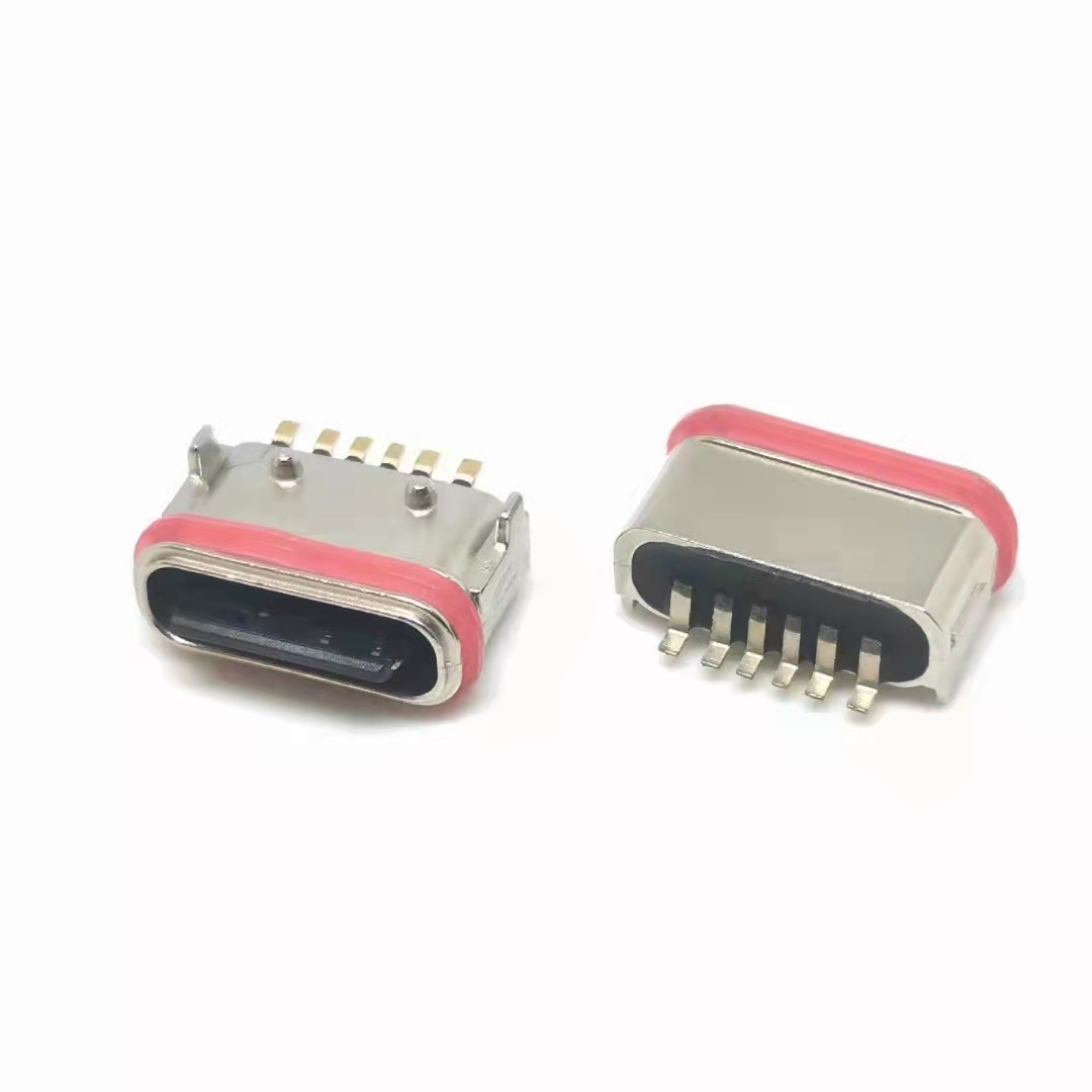USB SMT 6pin female PCB insert type c connector waterproof connector