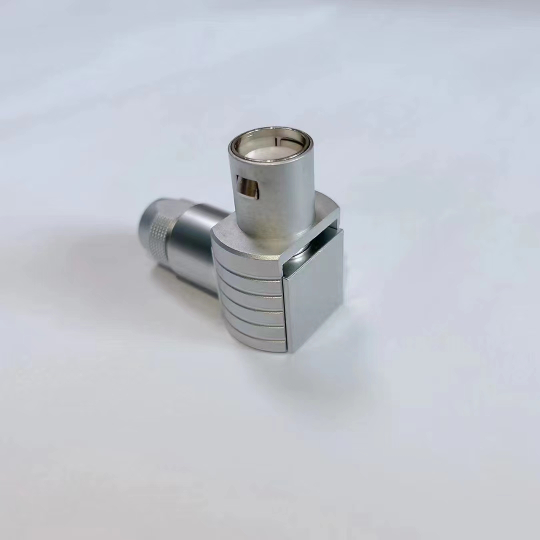 Metal push-pull connector coaxial 90 degree right angle waterproof connector