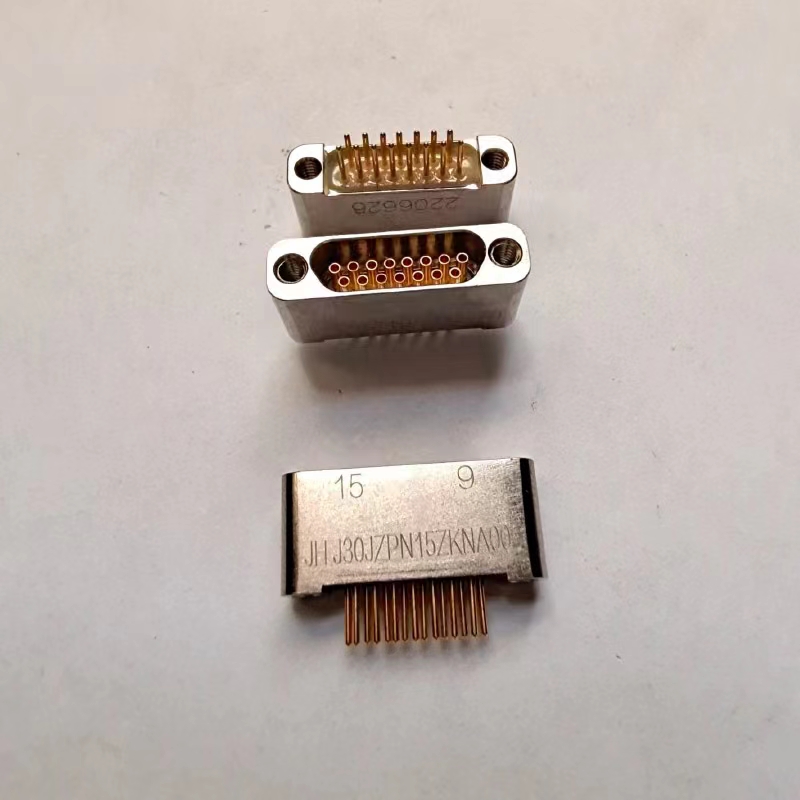 Metal rectangular J30JZPN 15pins micro rectangular PCB panel mounting connector