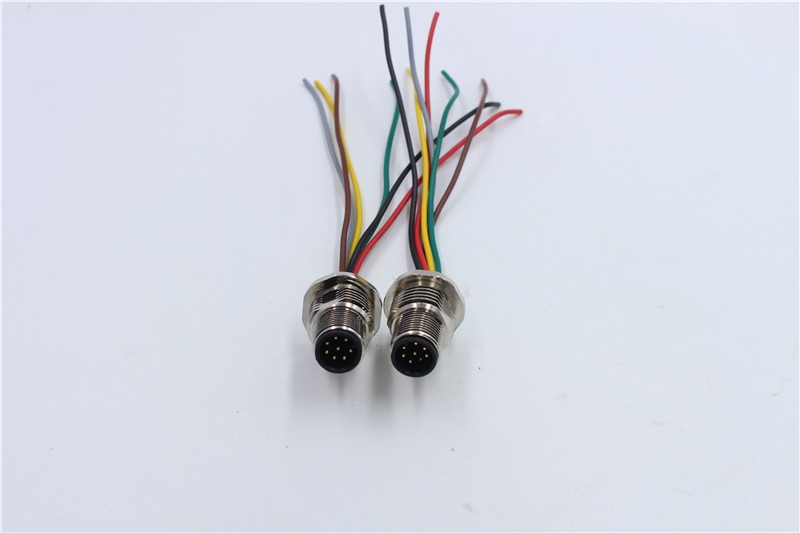 M12 8pin male panel connector A coded