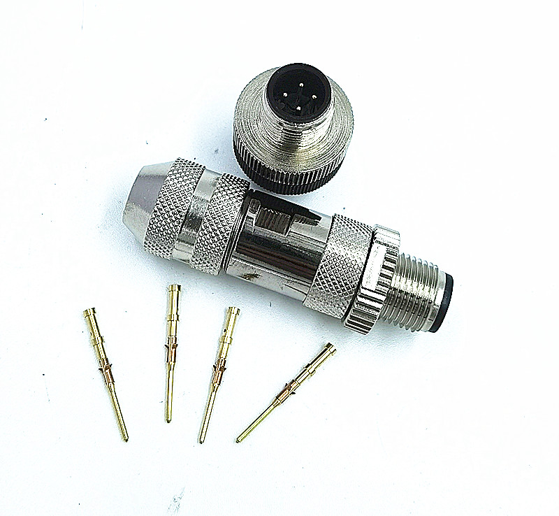 M12 connector A coded metal shell assembly crimping connector