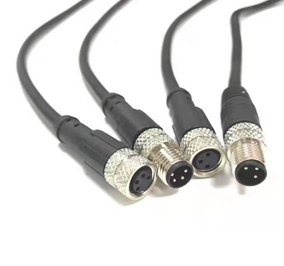Industrial connector M8 with wire 4Pin 3pin cable assembly