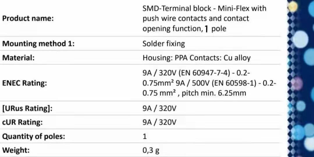 SMD Terminal block-Mini-Flex with push wire contacts and contact openig function