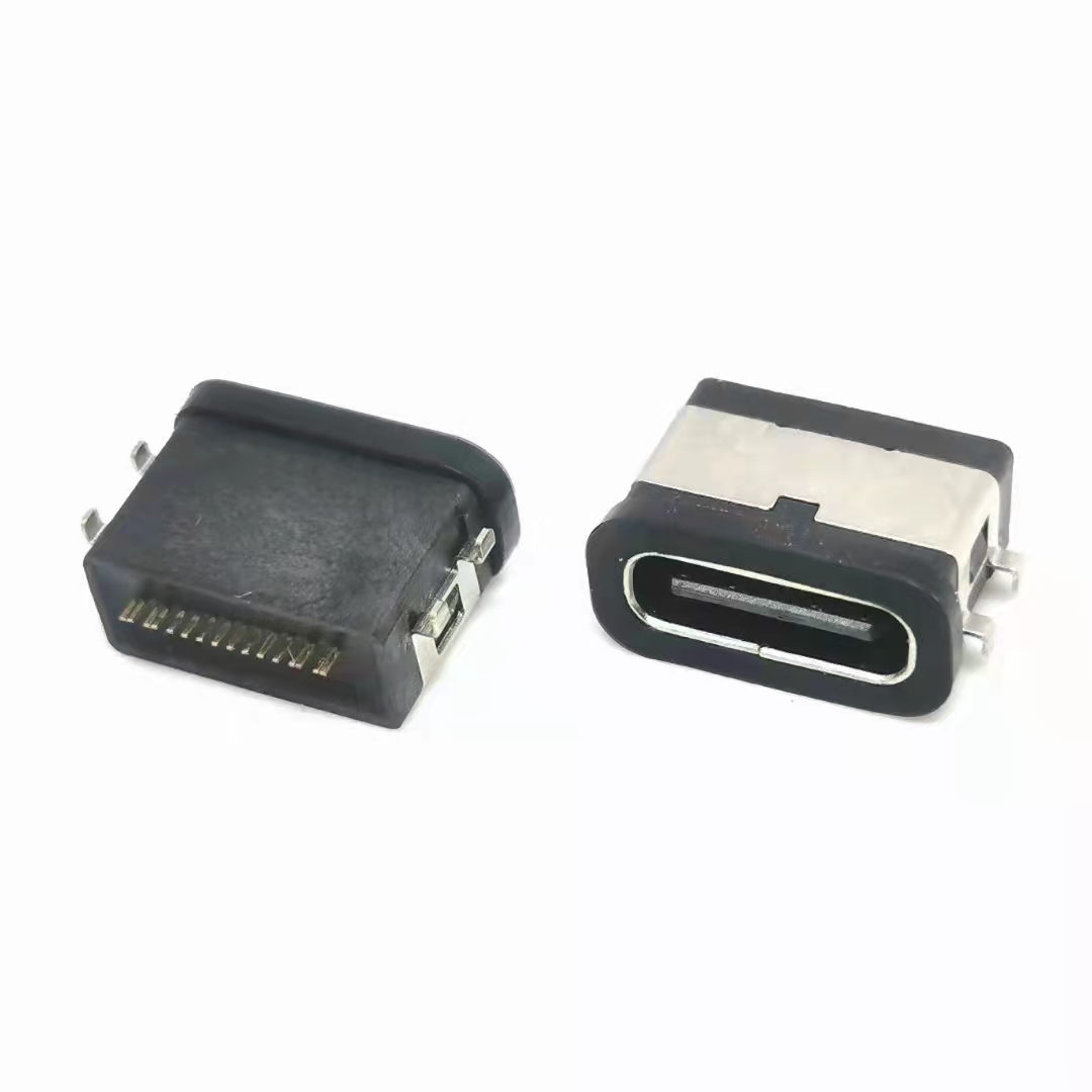 Waterproof connector USB type C female connector 180 degree plug board